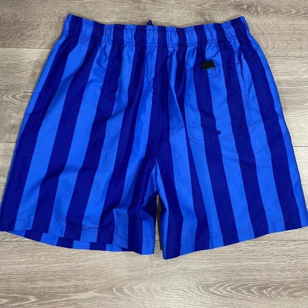 NWOT Cromer Resortwear Swim Trunks  Elastic Waist Blue Striped L (36/38)